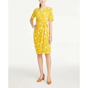 Ann Taylor Factory Yellow Floral Knit Dress Sz S
